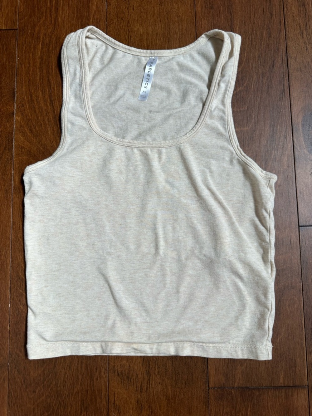 Fabletics Cream Ribbed Scoop Tank Top